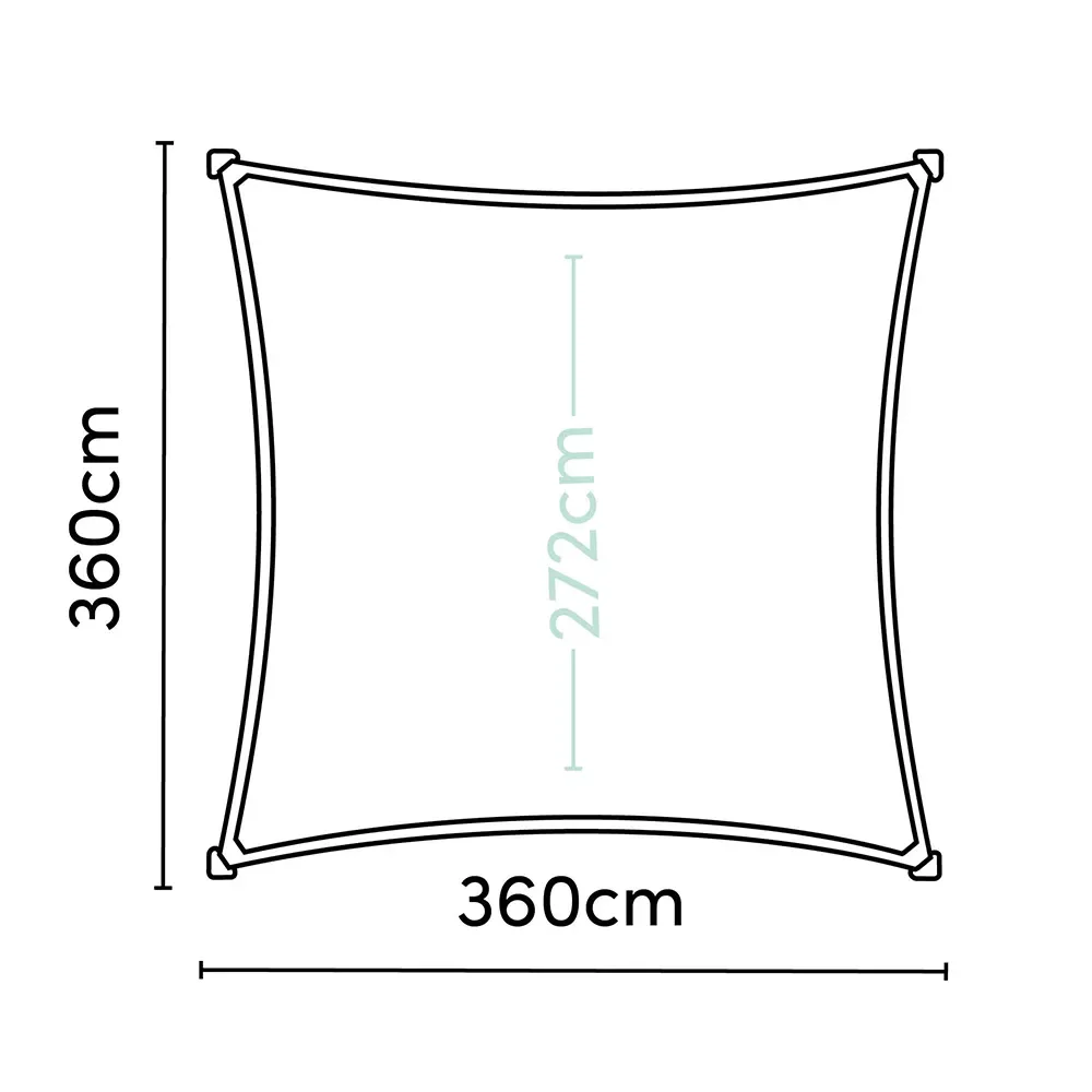Coolfit solsegel kvadratiskt 360x360cm greige