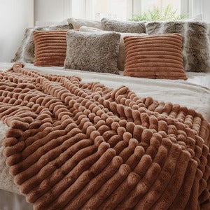 Stripy Pläd Cognac