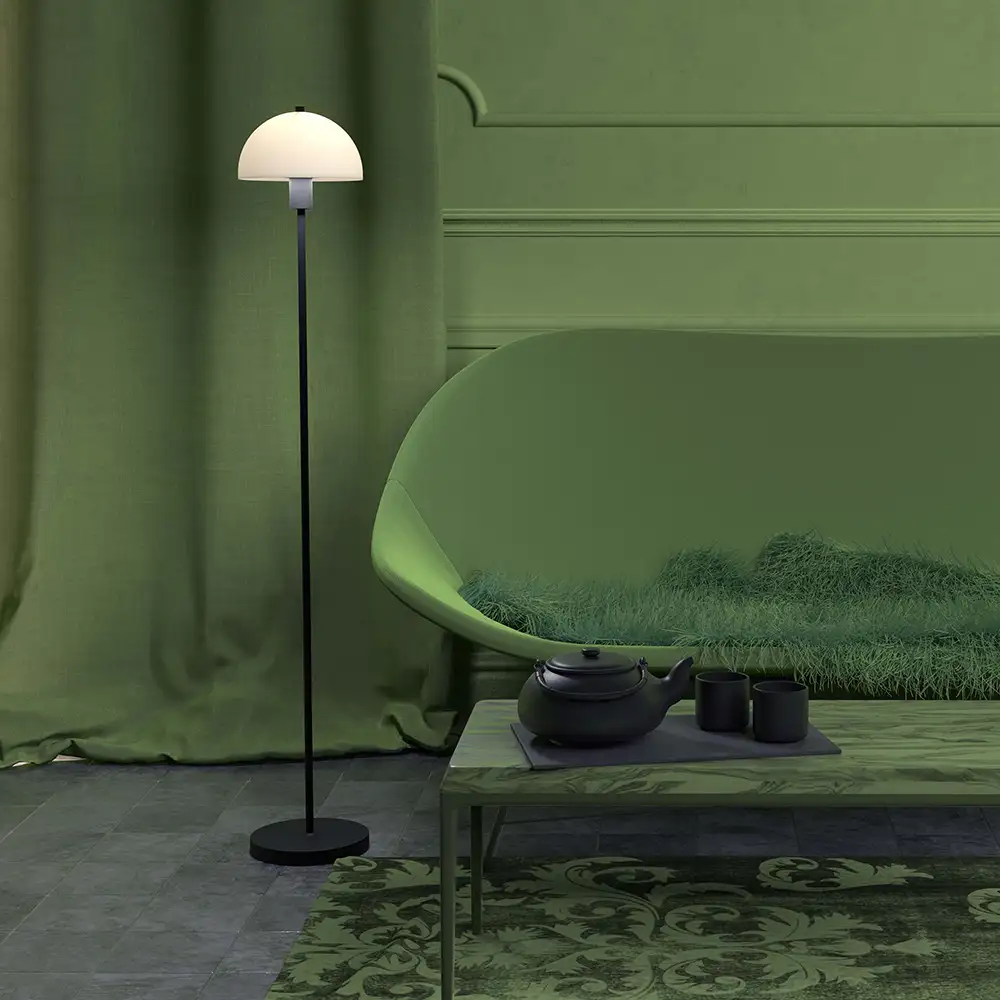 Vienda golvlampa svart/glas E14