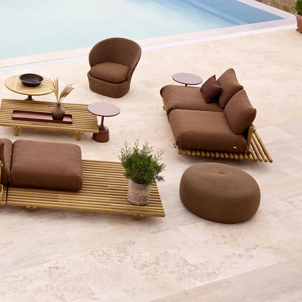 Circle fotpall ekstra stor Umber brown, Soft Rope