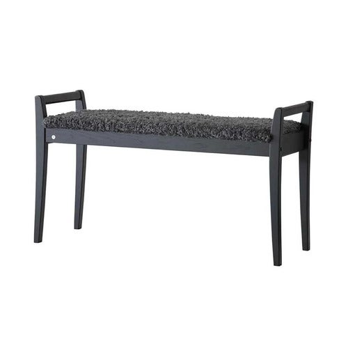 Meja Bänk Svartbetsad Ek/Fårskinnslook Mörkgrå