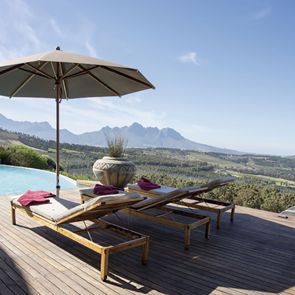 Teakwood parasoll 300 cm Kat.5 602 Blue Stripe