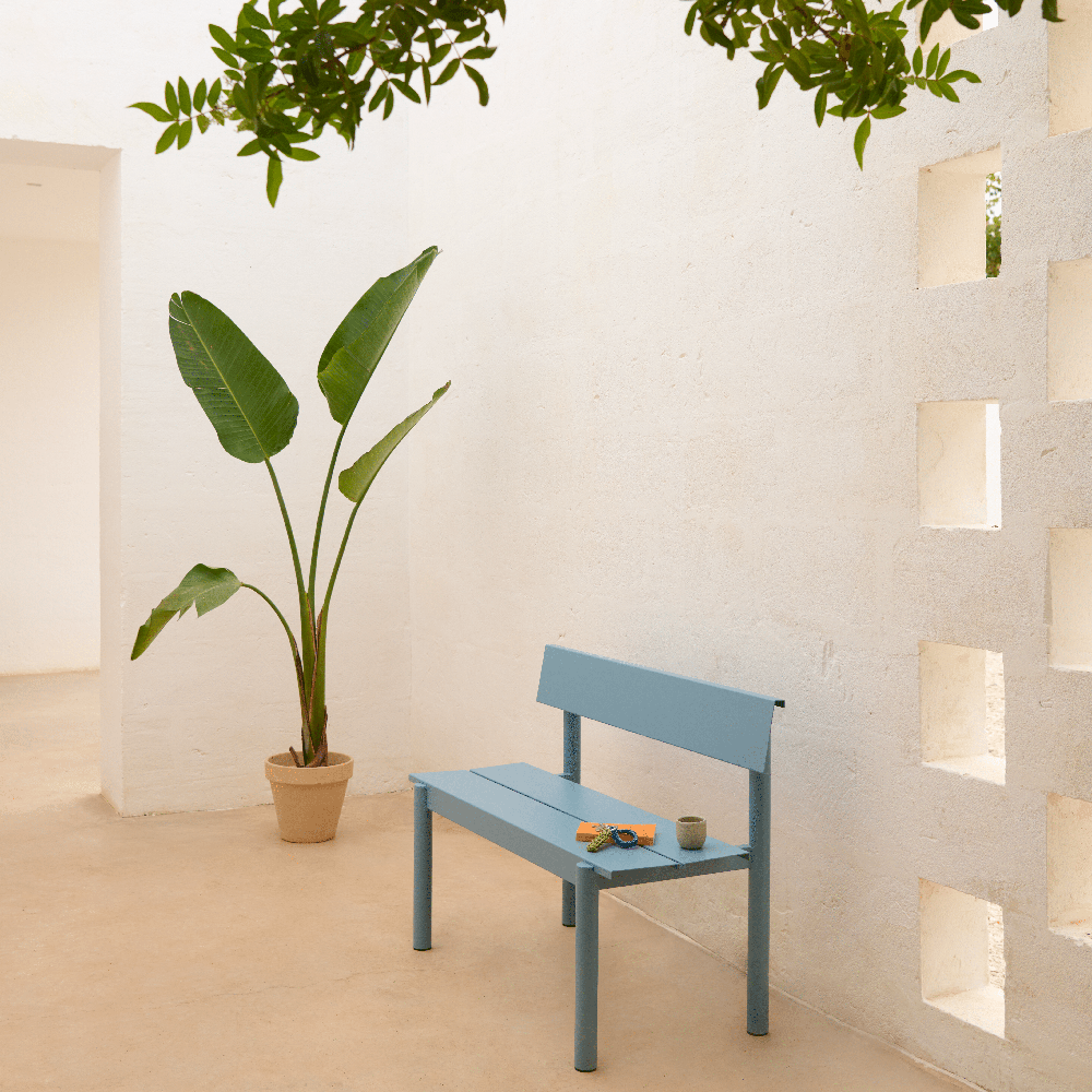 Stålbänk 110cm Linear Steel Pale Blue