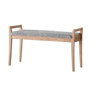 Meja Bänk Lackad Ek/Fårskinnslook Ljusgrå