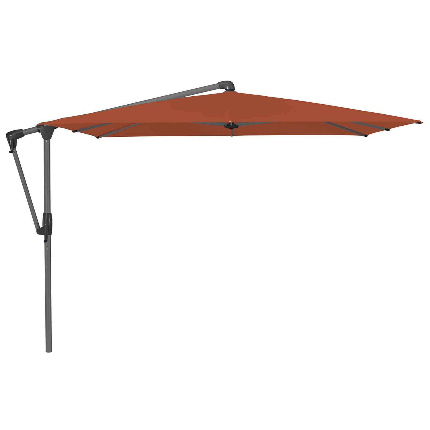 Glatz Sunwing Casa frihängande parasoll 270×270 cm kat.5 antracite alu / 513 fire red