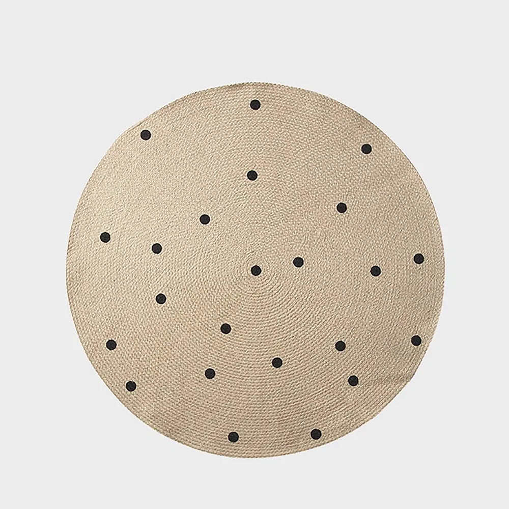 Rund Matta i Jute med Prickar Small