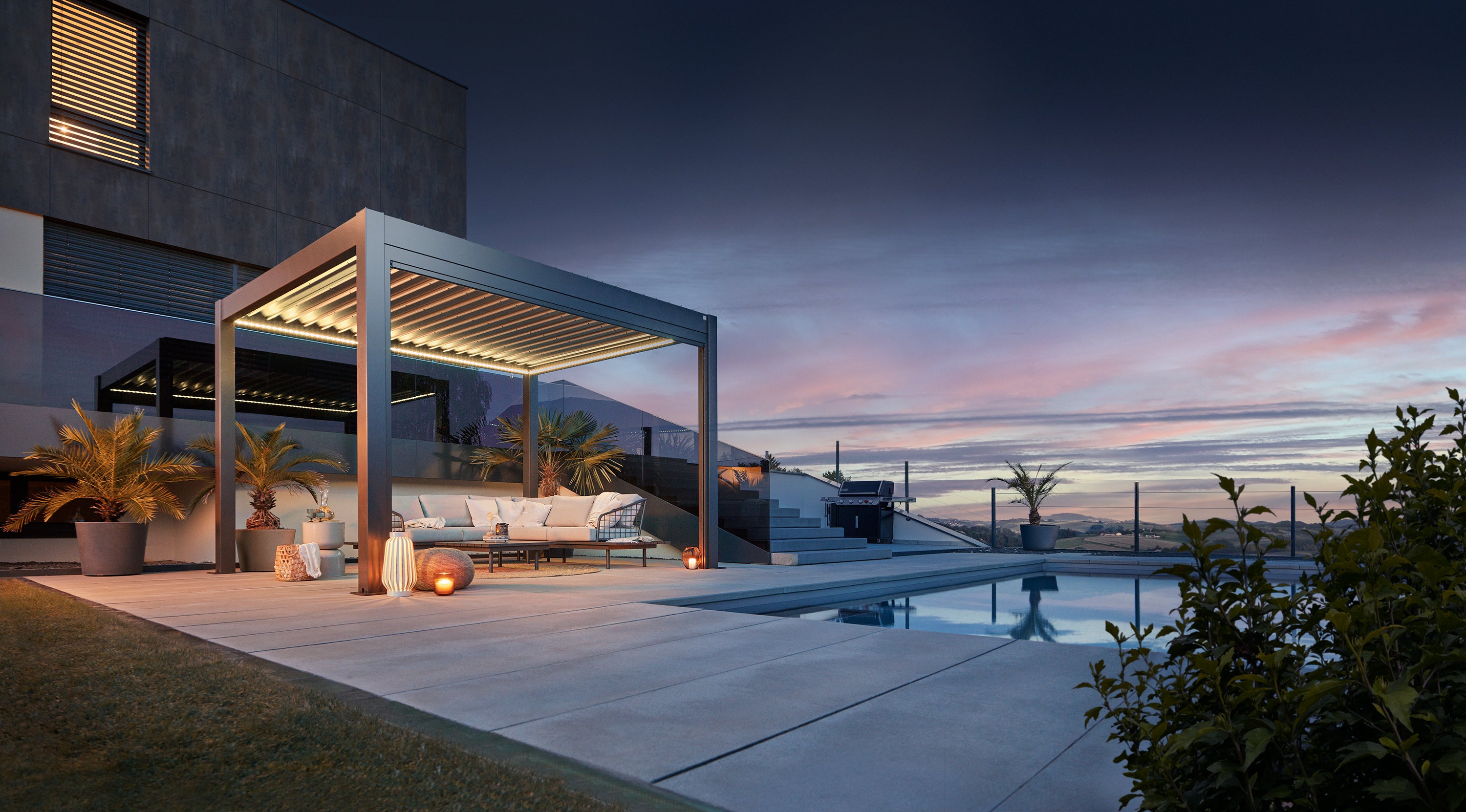 Pergola size 4 x 3 metallic quartz grey