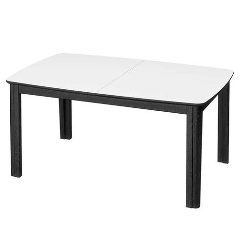 SM107 Matbord 101x160-316-368 cm Svart lackad ek - Vit laminat