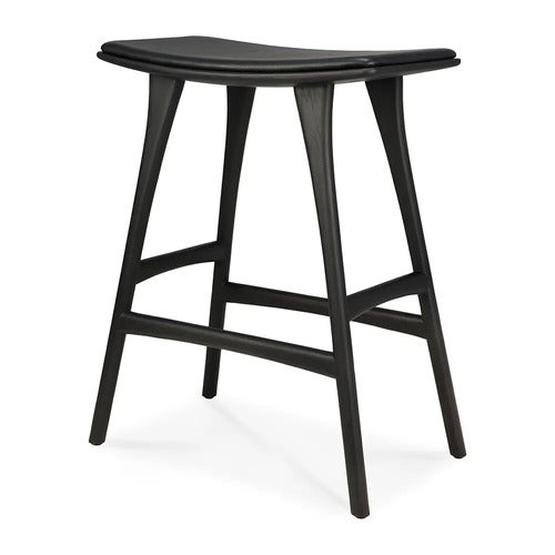 Osso Barpall Låg Svartlackad ek/Black leather 