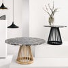 Fan bord naturfärgad stenskiva 90 cm pebble