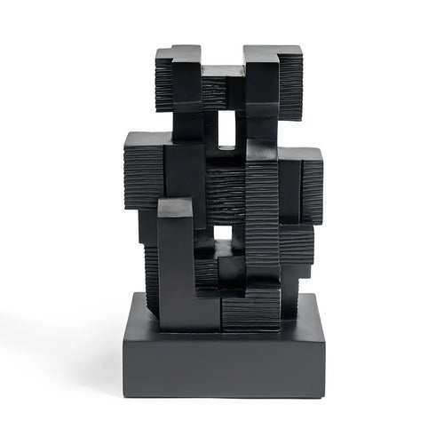 Block skulptur svartlackad mahogny