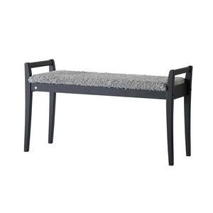 Meja Bänk Svartbetsad Ek/Fårskinnslook Ljusgrå