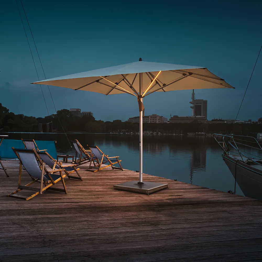 Fortello LED 350x350 cm parasoll alu Cat.5 645 Burgundy