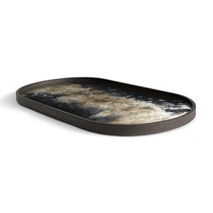 Organic glas bricka oval M svart