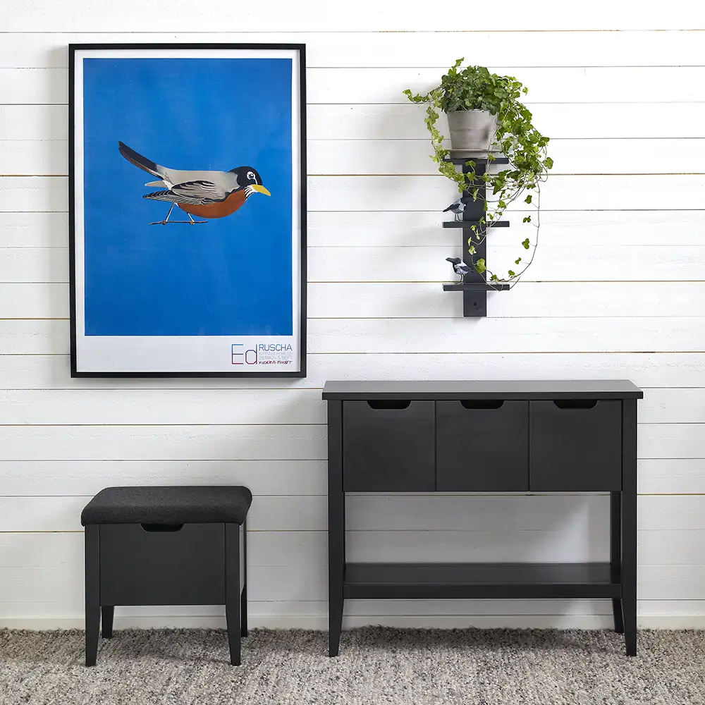 Klinte bänk 45 cm svart med ulltyg 