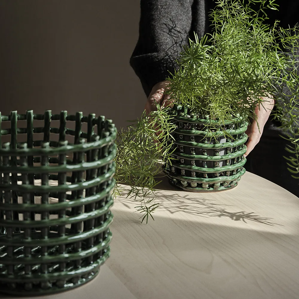 Ceramic Flätad korg - Large - Emerald Green