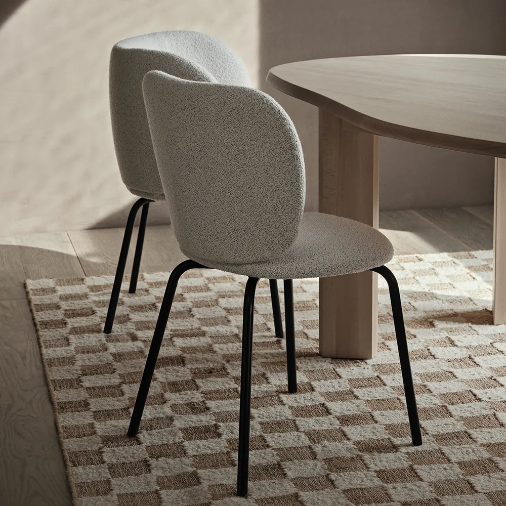 Rico Matstol Black Soft Bouclé - Off-white/Sand