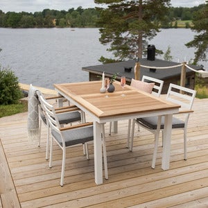Panama Matbord 160-240x90 cm Vit/Teak