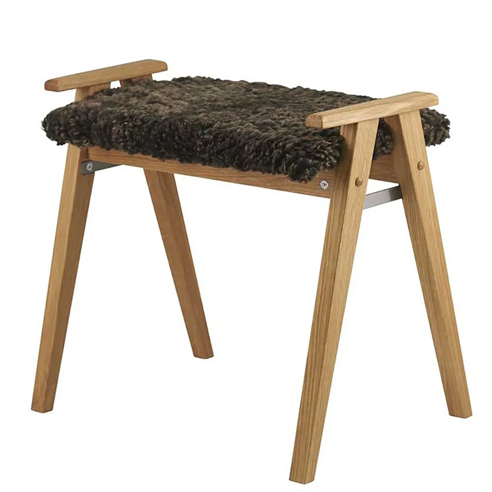 Alme Pall Lackad Ek/Fårskinn brun