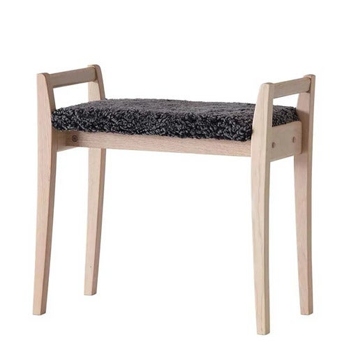 Meja Pall Vitoljad Ek/Fårskinn Mörkgrå