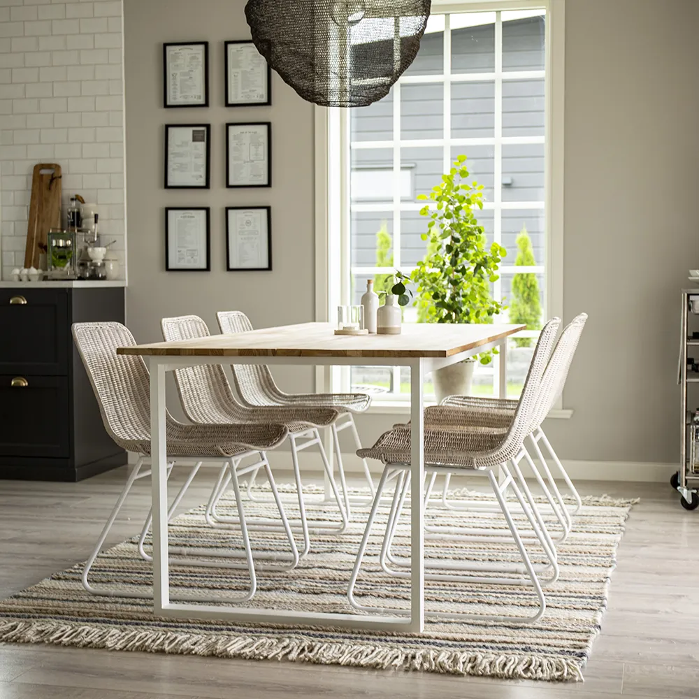 Cirebon Matbord 90x200 cm vit/teak