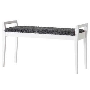 Meja Bänk Vitlackad Björk/Fårskinnslook Mörkgrå