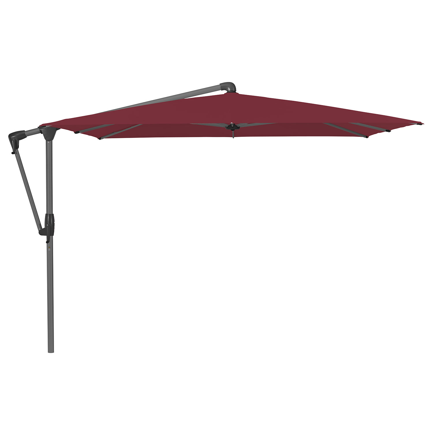 Glatz Sunwing Casa frihängande parasoll 270×270 cm kat.5 antracite alu / 645 burgundy