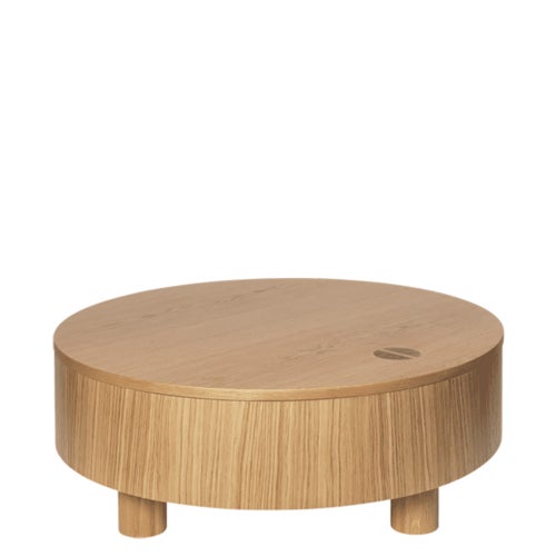 Olles soffbord med förvaring - Ø80 - Natural Oak Veneer
