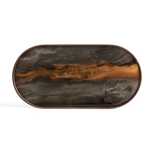 Organic glas bricka oval M bronze