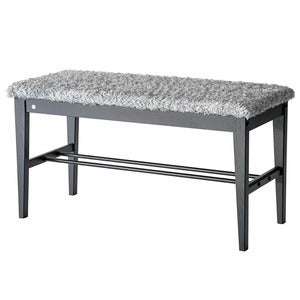 Cora Bänk Svartbetsad Ek/Fårskinnslook Ljusgrå