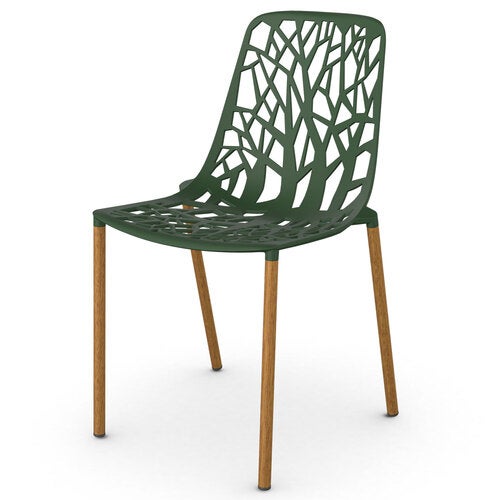Forest matstol med Iroko klädda ben Dark Green 