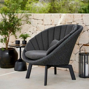 Peacock loungefåtölj svart alu ben Dark grey Soft Rope