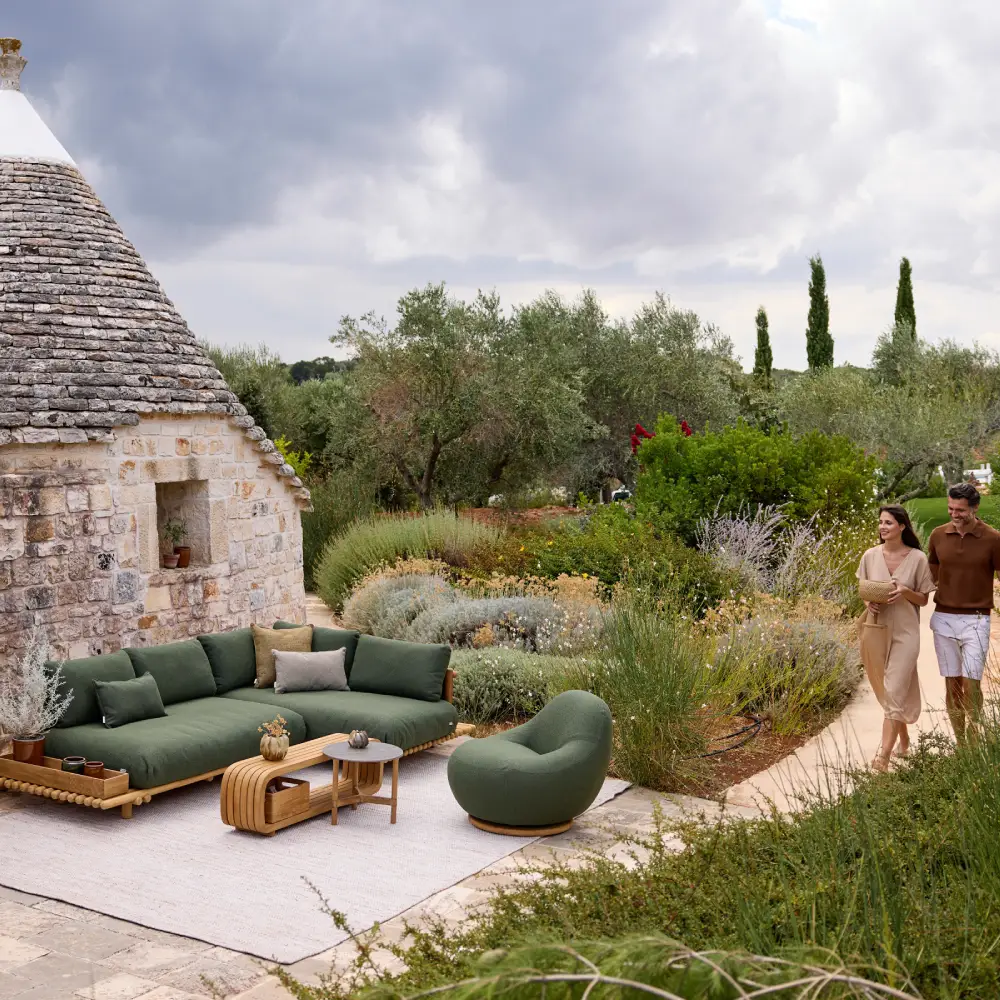 Gem loungefåtölj m/teak svirvel Dark green, Rise