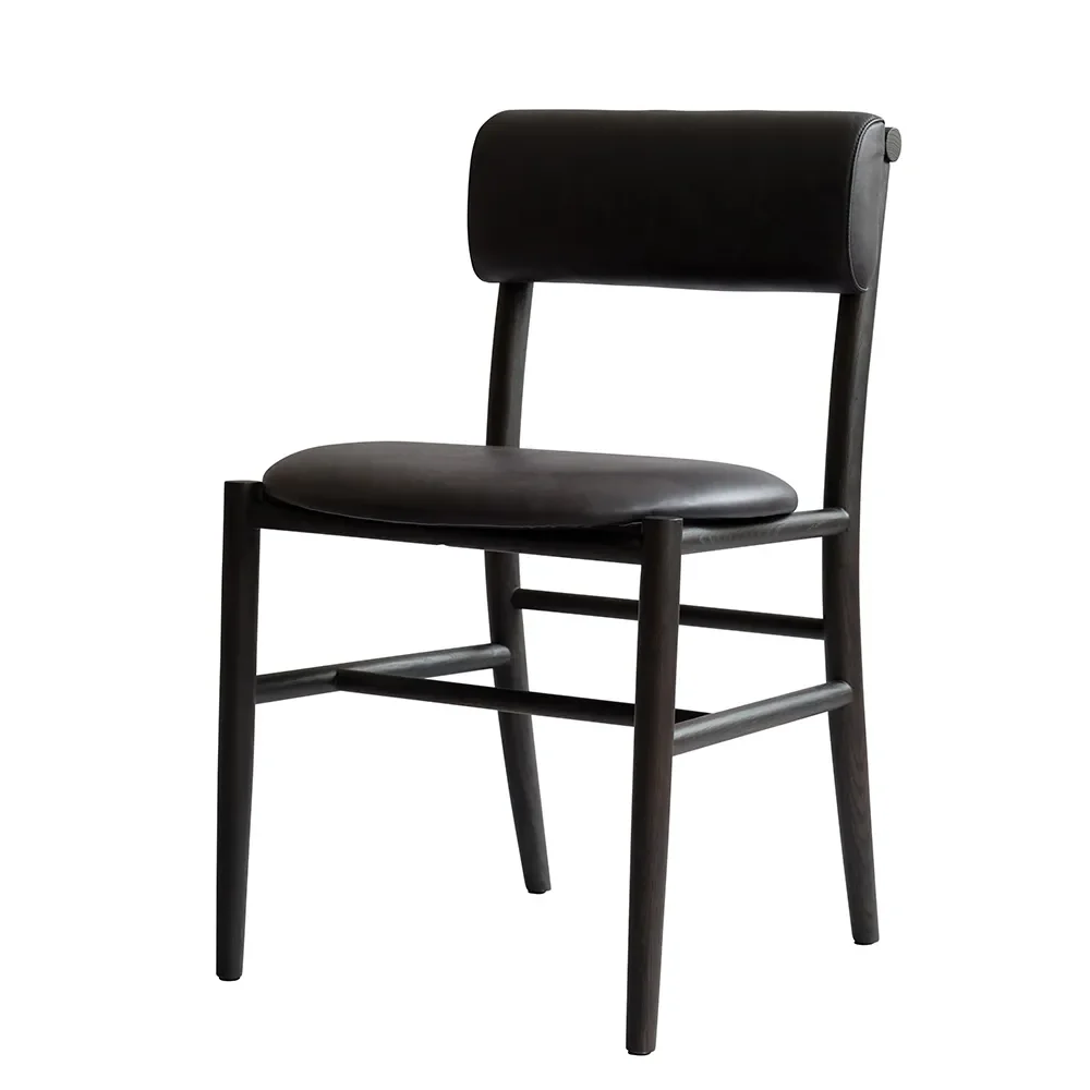 Nama Matstol - Coffee Black, Aniline leather black