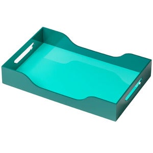 Lackerad bricka Swell Turquoise/Green 34x20 cm