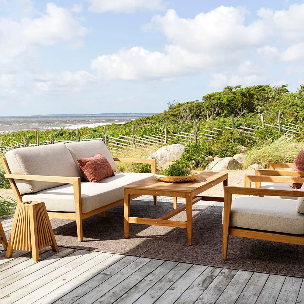 Populär 2,5-sits soffa natur/svart teak 