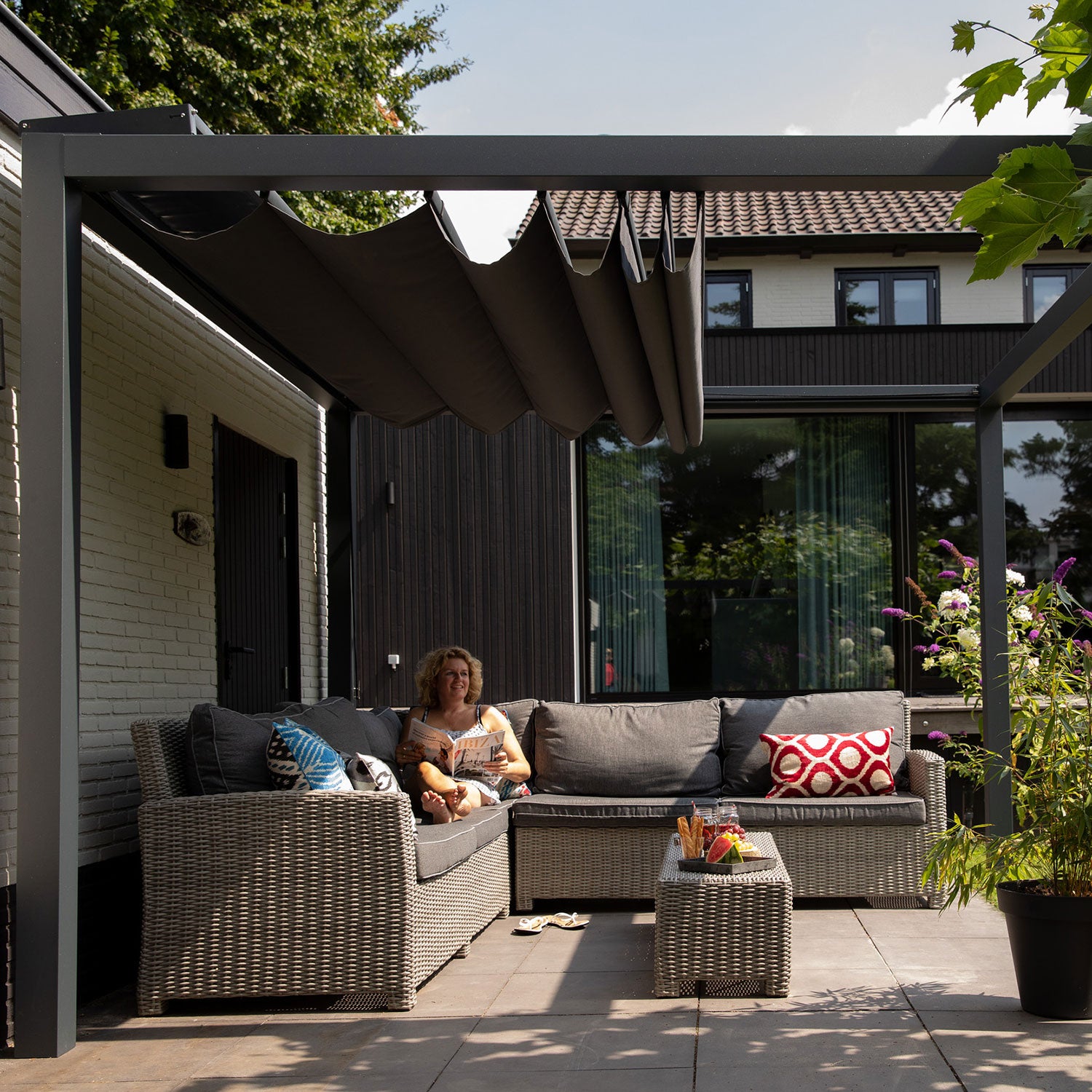 Prosail solsegel harmonica vattentätt 297x297cm grå 