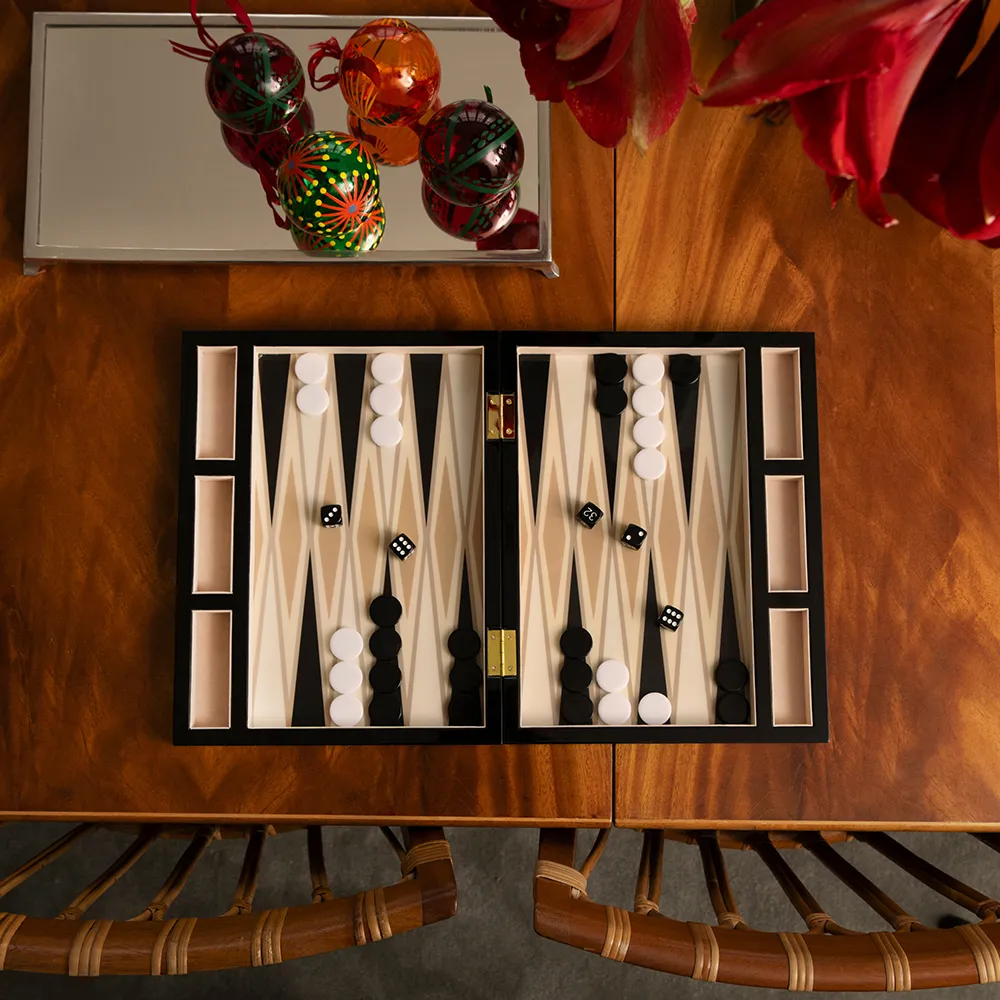 Backgammon Lackat Black