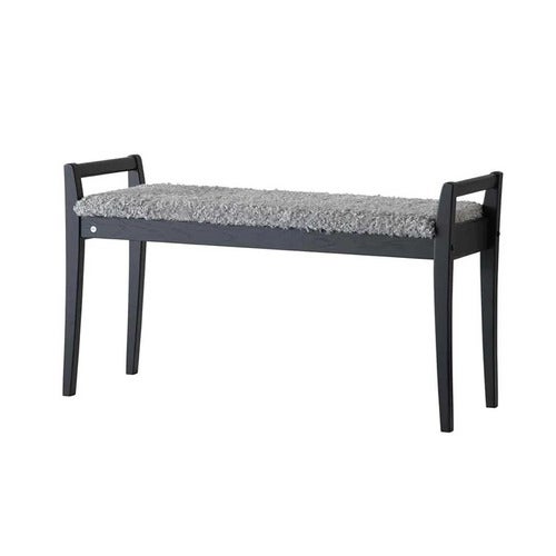 Meja Bänk Svartbetsad Ek/Fårskinnslook Ljusgrå