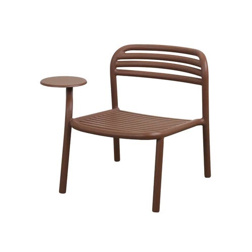 Bliss loungefåtölj m/sidobord höger Desert red, aluminium