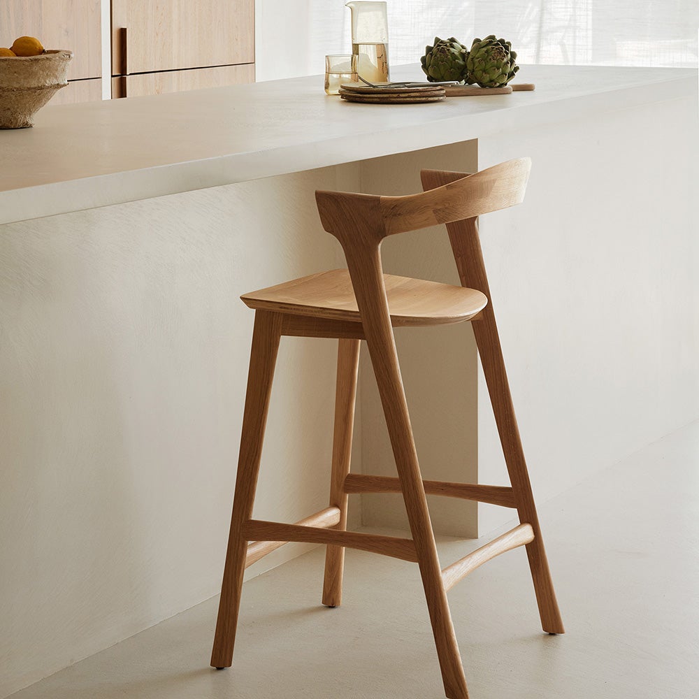 Bok Låg Barstol Lackad Ek