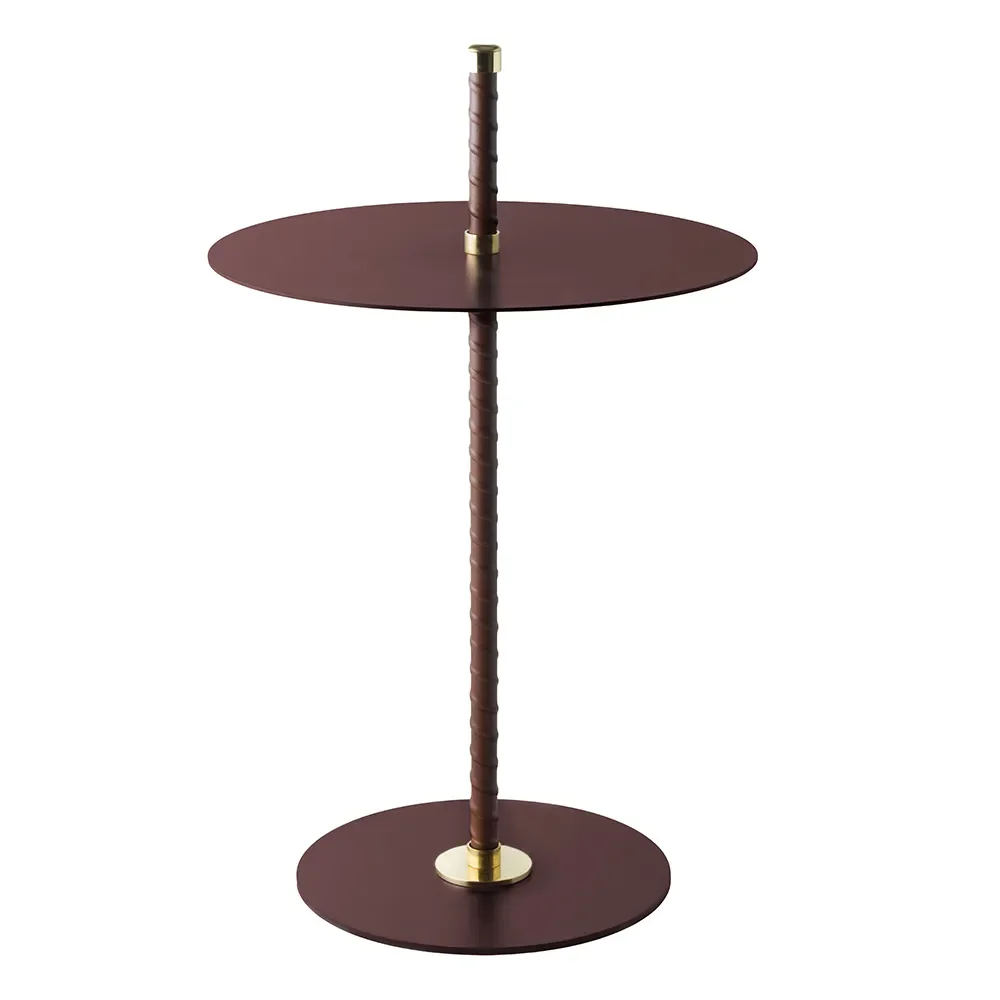 Cabaret sidobord Burgundy Läder, mässing och stål