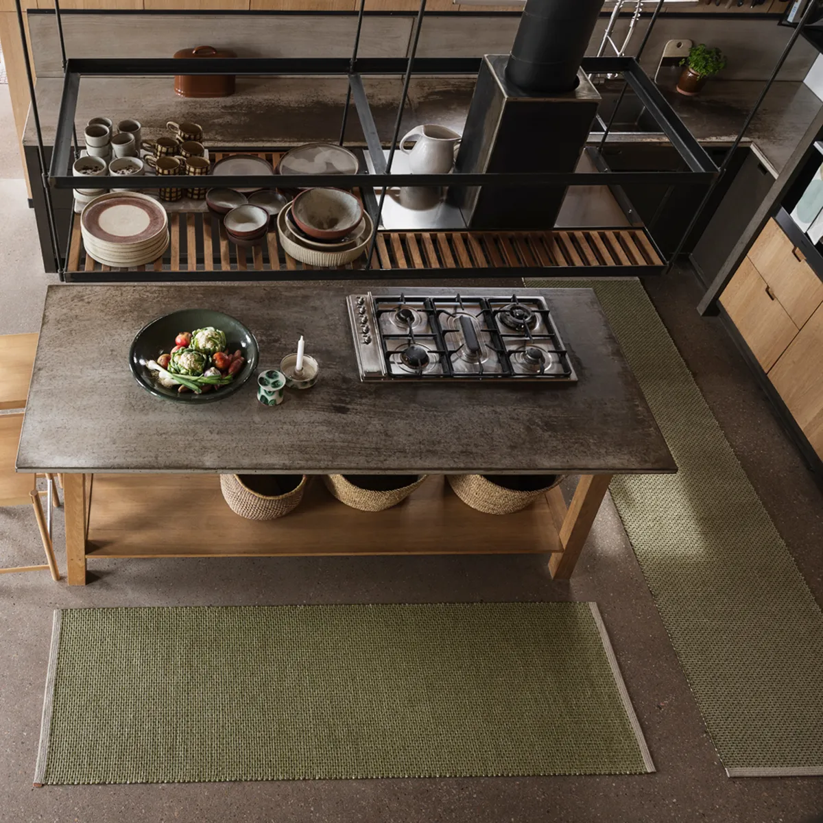 Tvättbar Plastmatta NILS Dark Olive 70x300 cm