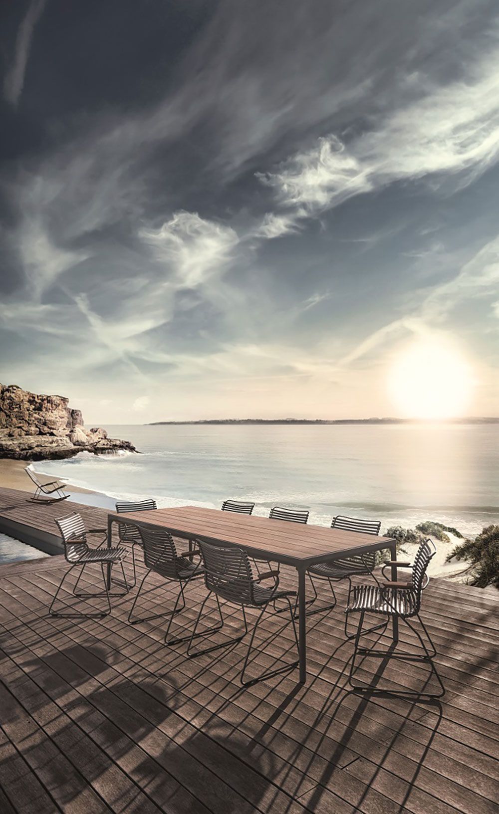 Four matbord 270x90 cm svart aluminium