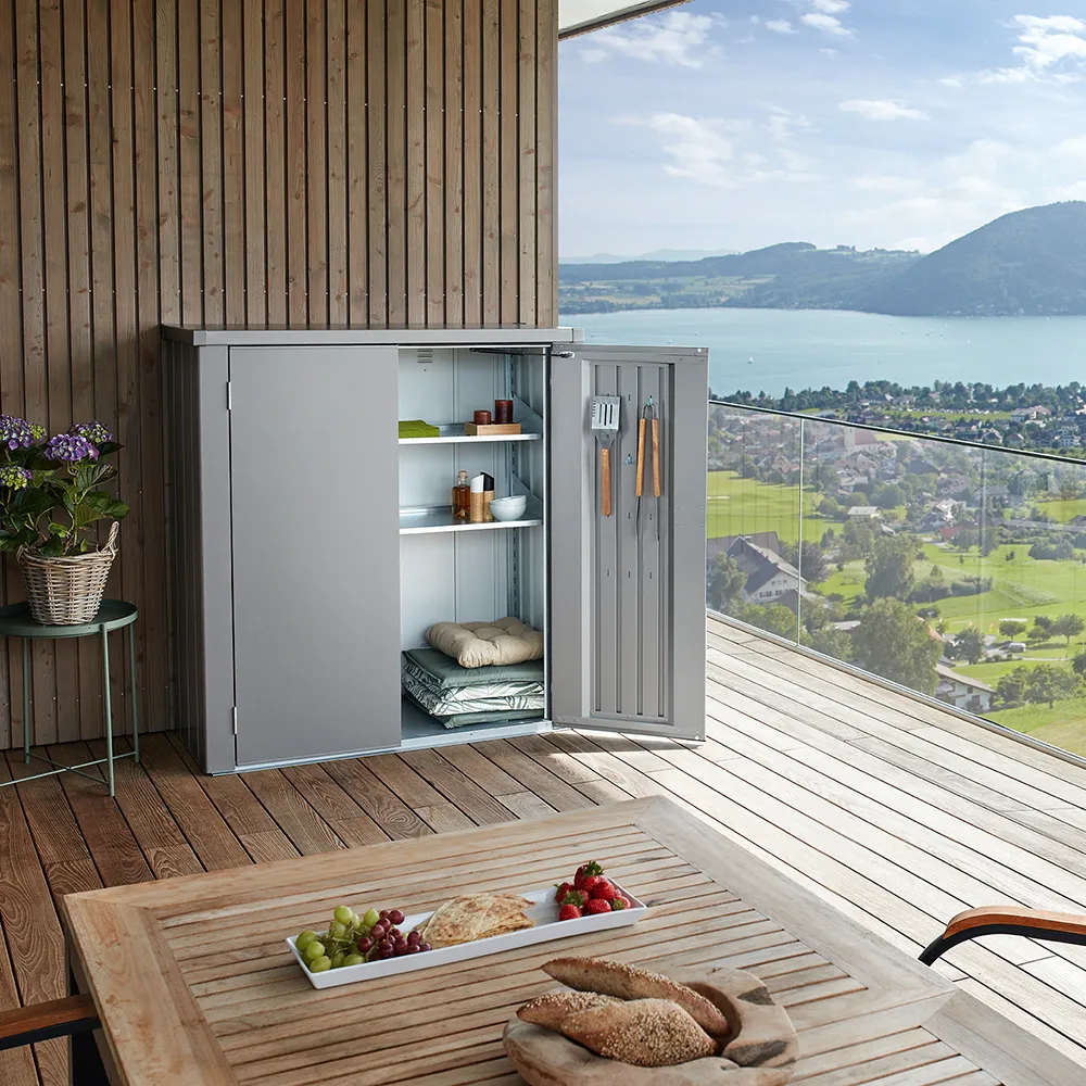 Romeo terasskåp M HIGH metallic quartz grey