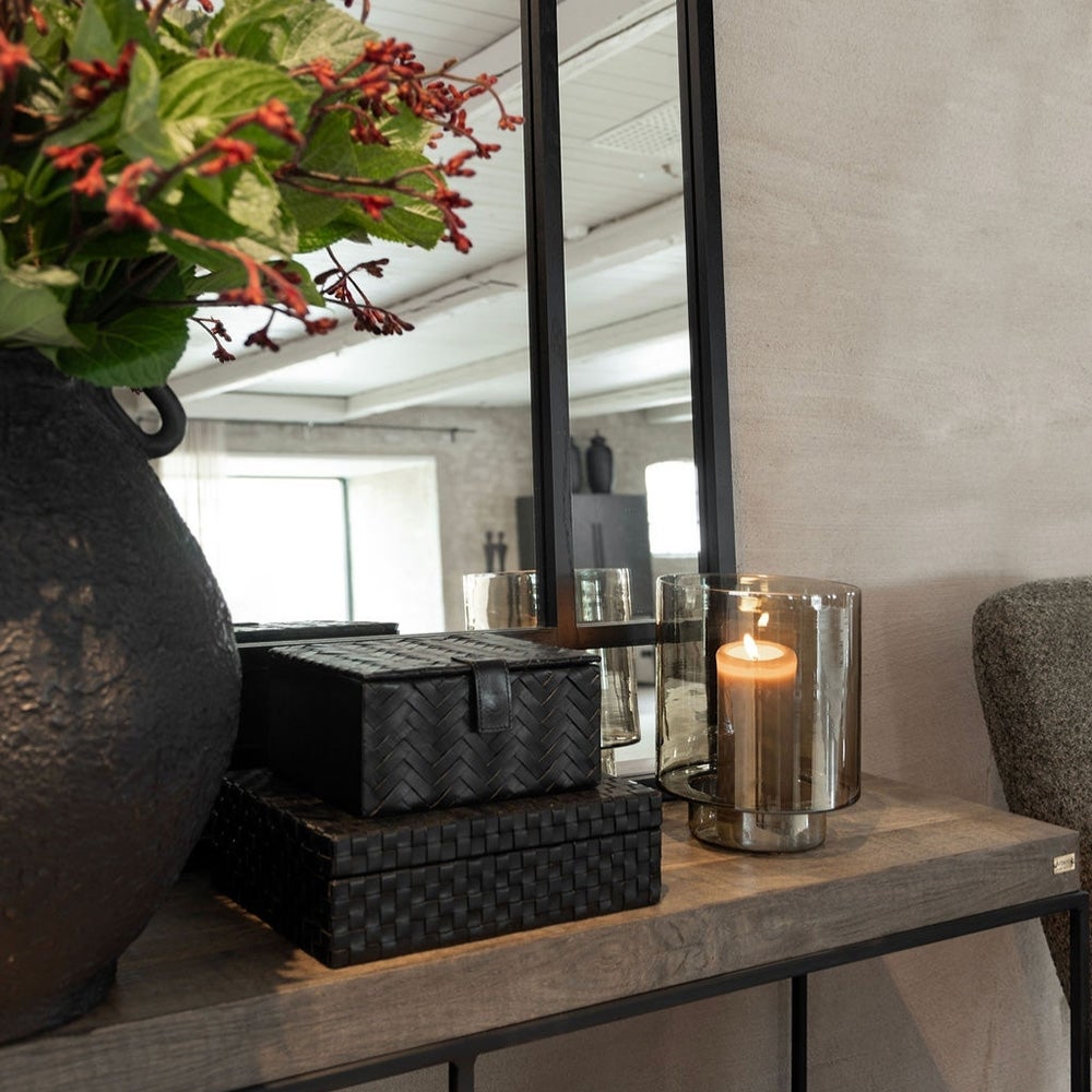 Reef ljuslykta i glas Ø24 cm-Smoke Brown