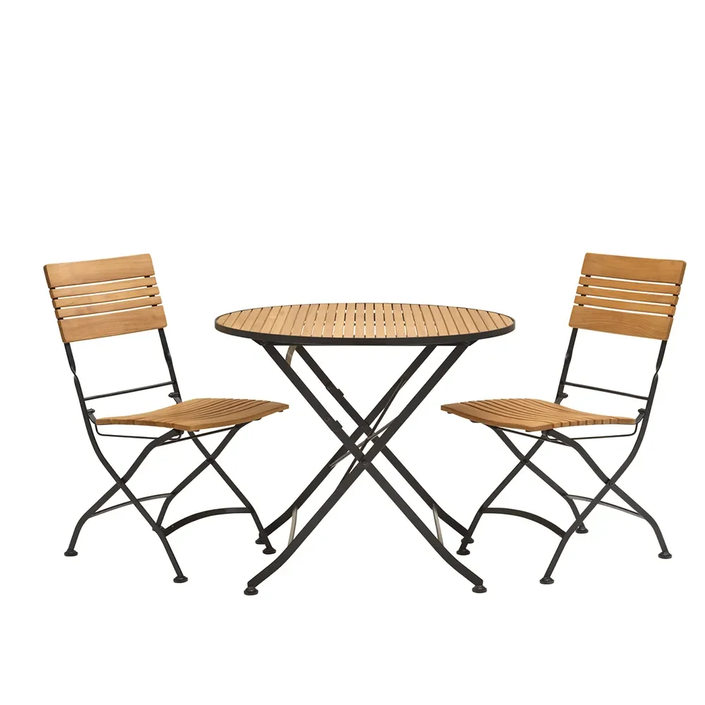 Brewer bord Ø 85 cm  Svart / Teak