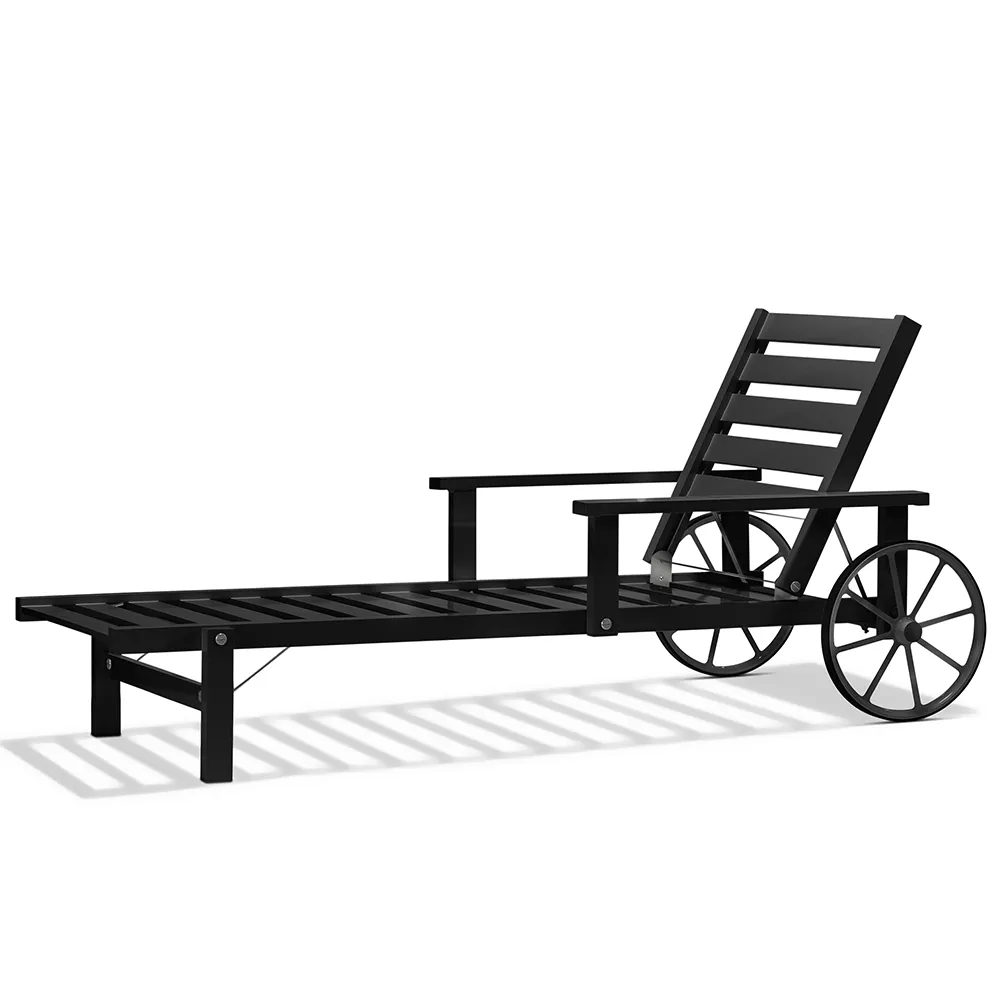 Liggvagn Med Armstöd Svart Alu 