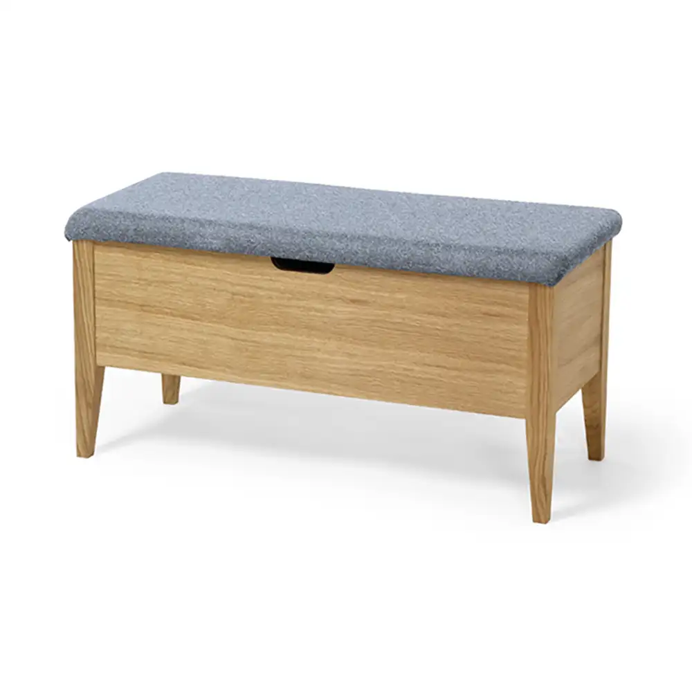 Klinte bänk 90 cm ek med grått tyg