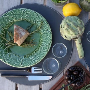 Bordstablett Ø:38 cm Brunt läder